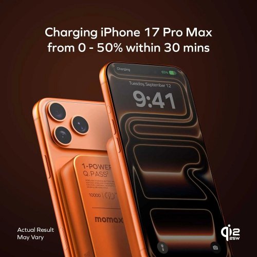 Портативное зарядное устройство (повербанк) Momax WRL 10000mAh SOLAR ORANGE IP168Q22M
