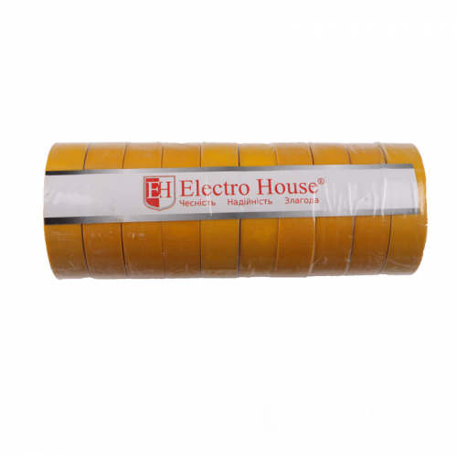 Изолента Electrohouse желтая 0,15мм 18мм 21м EH-AHT-1822