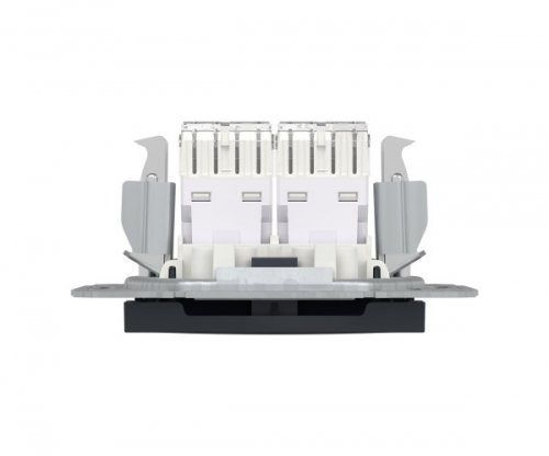 Розетка комп. подвійна RJ45 кат.6 UTP Schneider Asfora Антрацит EPH4800171