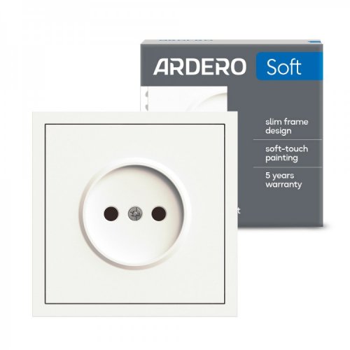 Розетка Ardero ER111-W Soft одинарная без заземления белая 8628