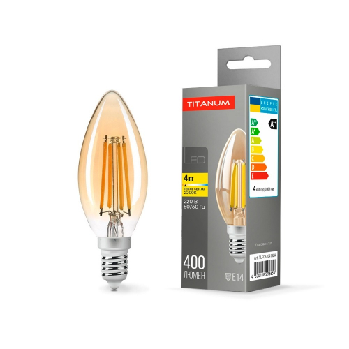 Світлодіодна LED лампа Titanum Filament C37 4W E14 2200K бронза TLFC3704142A