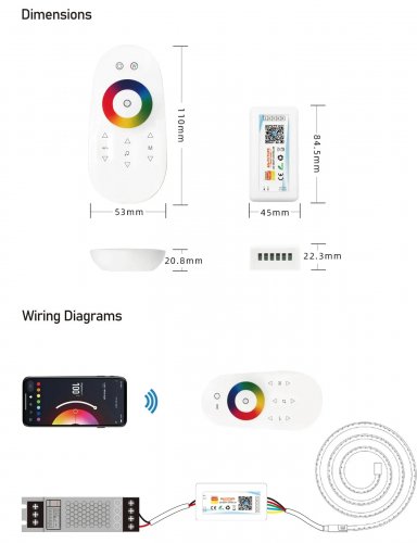 Контроллер с пультом Prolum RGBW Wi-Fi 18A 5-24A TUYA TOUCH HomeLink 404013