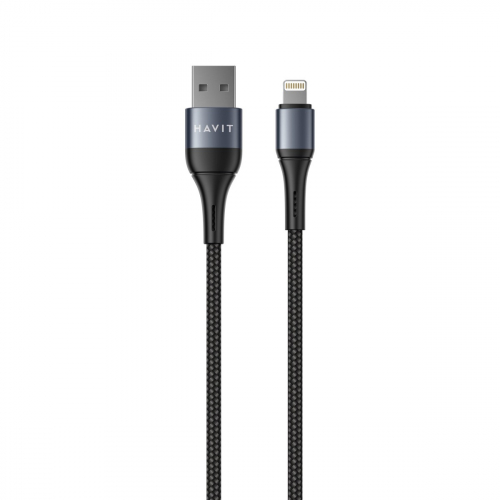 Кабель соединительный зарядный HAVIT USB - Lightning 2.1A 1м Black HV-CB650C