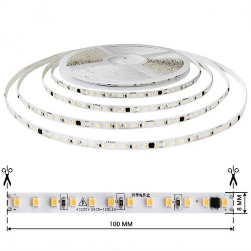 LED стрічка Biom Professional SMD2835 120шт/м 8W/м IP44 220V (4000-4500K) BPS-G3-20-220-2835-120-NW-44 (22700)