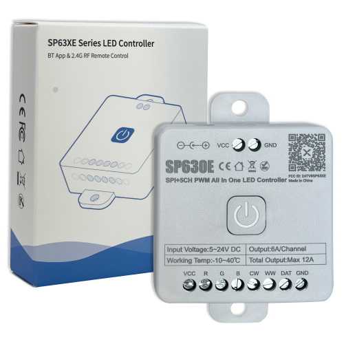 Контроллер универсальный Prolum RGB 12в1 Bluetooth SPI+5ch SP630e 12А 12-24V 402051