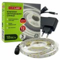 LED лента Eurolamp SMD2835 60шт/м 18W/м IP20 12V 4000K с адаптером LED/SET-3M/4000K