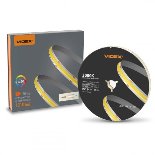 LED лента Videx COB 11W/м IP20 24V 3000K 320шт/м 5 метров VL-LSTCB320-24113-B5