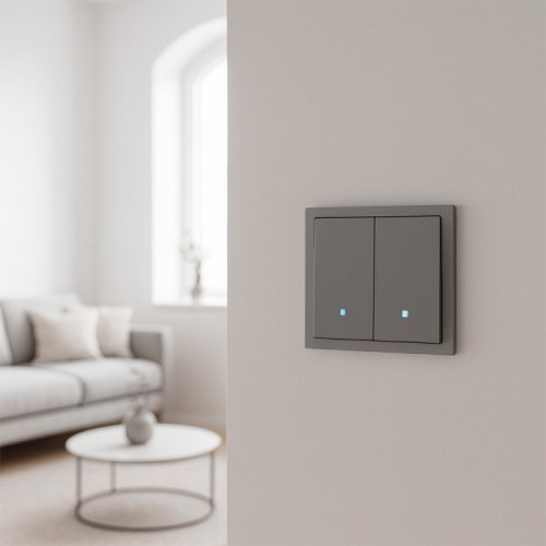 Выключатель Ardero EV112L-G Soft двухклавишный с подсветкой серый 8711