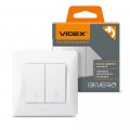 Вимикач Videx Binera білий 2кл прохідний VF-BNSW2P-W
