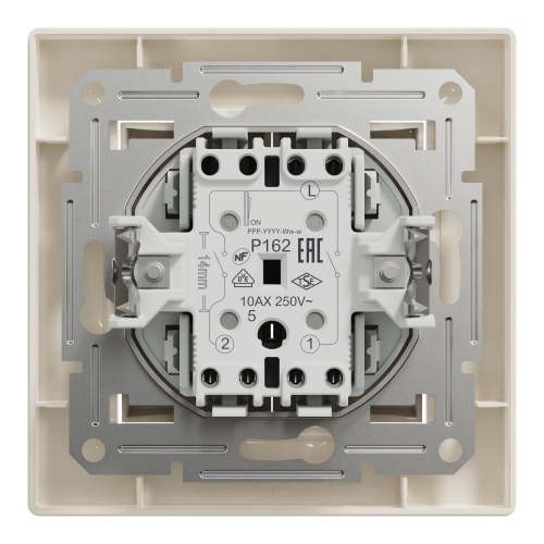 Выключатель 2-клавишный самозажим. Schneider серия Asfora Кремовый EPH0300123