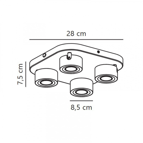 LED світильник стельовий Nordlux спот Clyde 4x14W 2700K IP20 поворотний чорний 2412256003