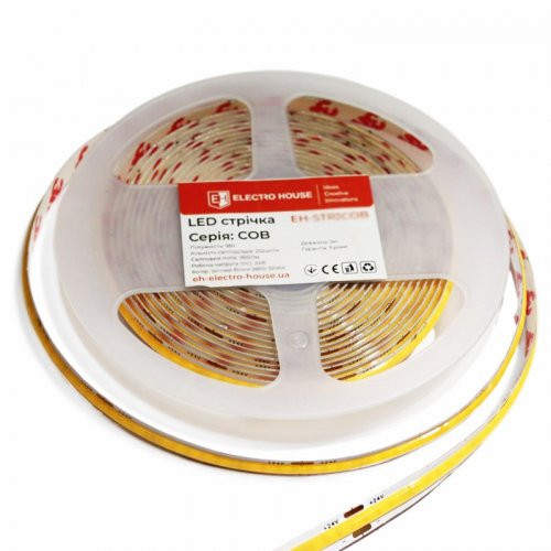 LED лента ElectroHouse COB 252шт/м 9W/м 24V IP20 6500K EH-STR3COB