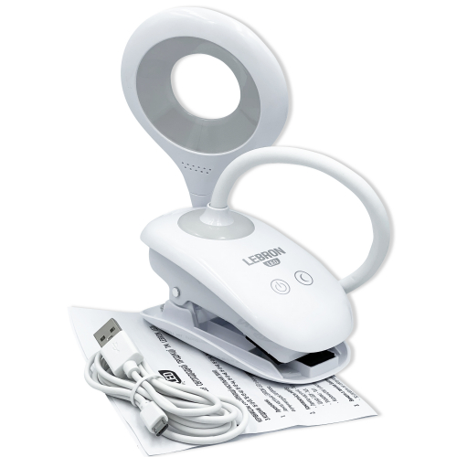 Настільна LED лампа акумуляторна Lebron L-TL-L-Clip-46 з нічником 5W 4100К біла 15-13-46