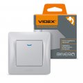 Выключатель Videx Binera серебряный шелк 1кл с подсветкой VF-BNSW1L-SS