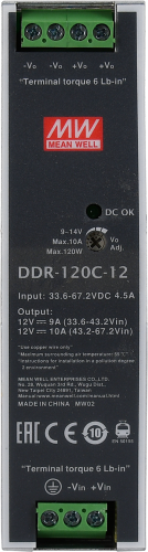 Изолированный DC/DC-преобразователь Mean Well на DIN-рейку 120W 10A 12V DDR-120C-12