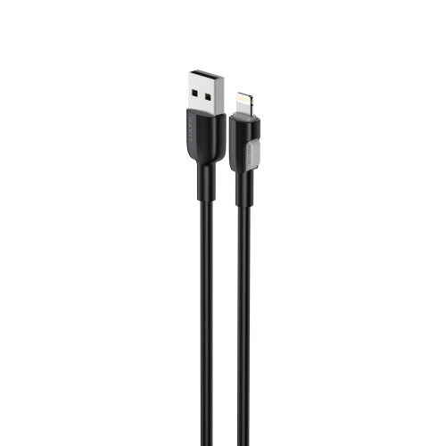 Кабель з'єднувальний зарядний HAVIT USB - Lightning 2.4A 1м силіконовий Black HV-CB306C