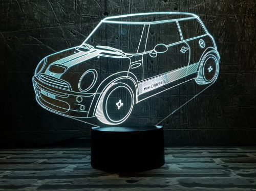 3D светильник "Автомобиль 37" с пультом+адаптер+батарейки (3ААА) 08-059