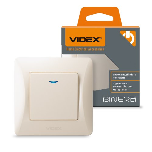 Выключатель Videx Binera кремовый 1кл с подсветкой VF-BNSW1L-CR