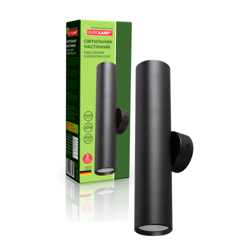 Світильник бра накладний Eurolamp під лампу 2хGU10 IP20 чорний LED-BRA-2xGU10(black)