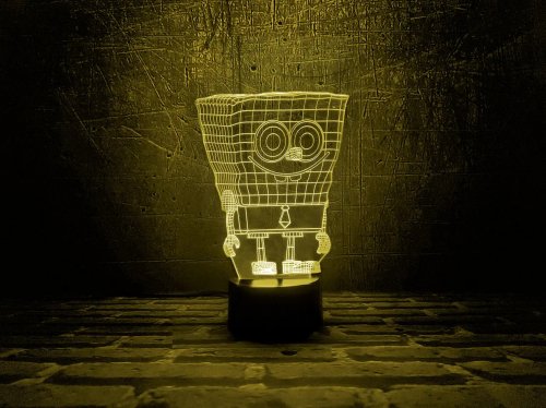 3D светильник "Спанч Боб" с пультом+адаптер+батарейки (3ААА) 04-008