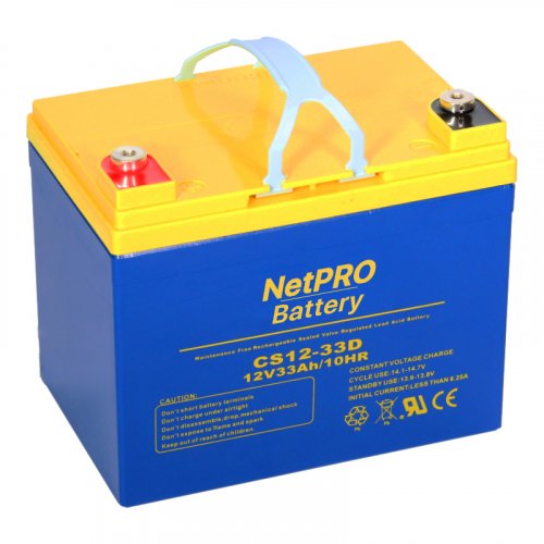 Аккумулятор свинцово-кислотный NetPRO Deep Cycle AGM CS12-33D 12В 33Ач bat-netpro-cs-12-33d