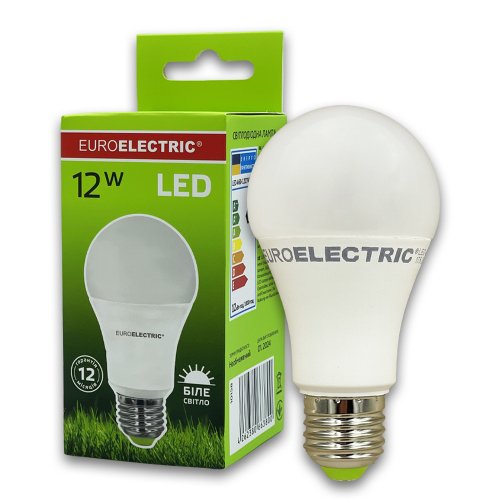 Світлодіодна LED лампа Euroelectric A60 12W E27 4000К LED-A60-12274(AV)