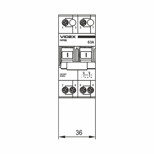 Выключатель нагрузки VIDEX RESIST 2п 63А VF-RS-PN263