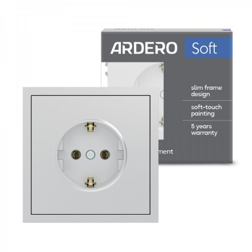 Розетка Ardero ER121-S одинарна з заземленням срібло 8662