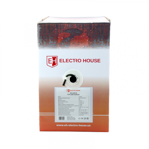 Віта пара ElectroHouse FTP CCA ПЕ 4х2х0, 51 чорний Outdoor (305м) алюміній EH.LAN-24