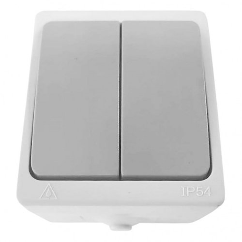 Выключатель Ardero EV212-WG Siena двухклавишный IP54 серый 8917