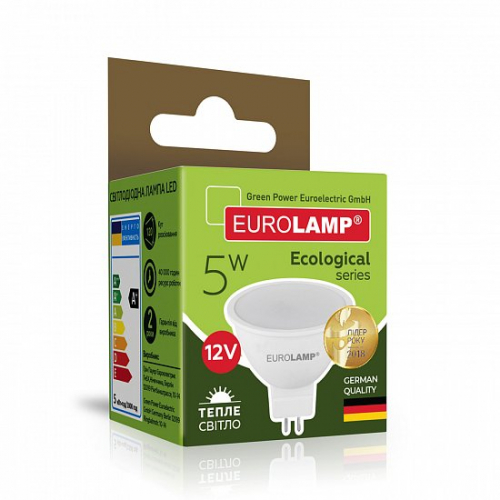 LED лампа Eurolamp ECO серия "P" MR16 5W GU5.3 3000K 12V LED-SMD-05533(12)(P)