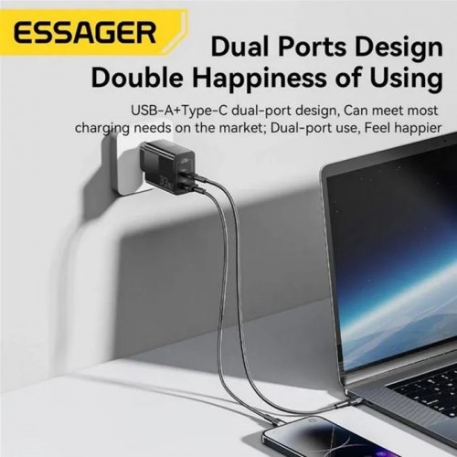 Сетевое зарядное устройство Essager Pinchen 33W USB A+TYPE C black ep-33