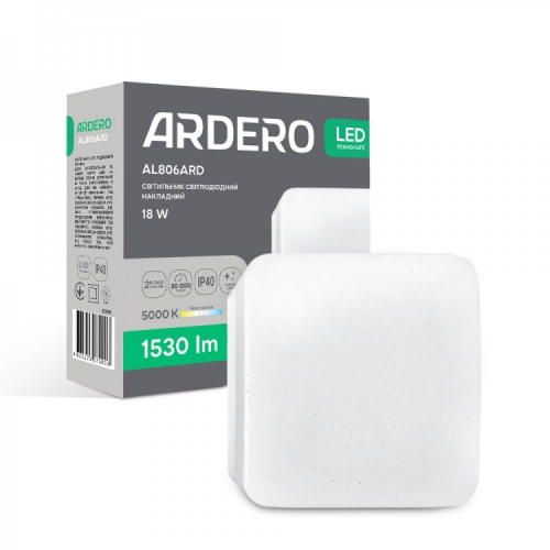 LED светильник Ardero AL806ARD 18W 5000K накладной квадрат 8172