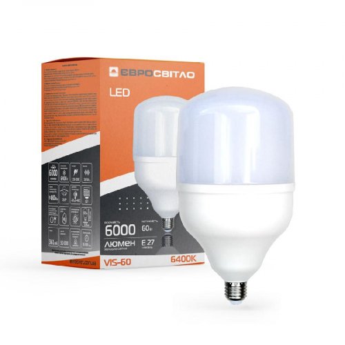 LED лампа Евросвет 60W Е27 6400K (VIS-60-E27) 000040892