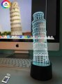 3D світильник "Пізанська Вежа" з пультом+адаптер+батарейки (3ААА) 3DTL-0020