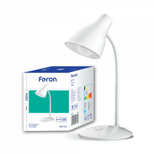 Настільний LED світильник Feron DE1727 7W 350Lm 5000К IP20 білий 6840
