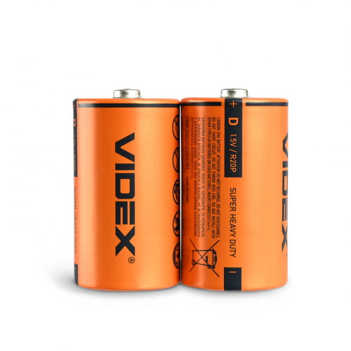 Батарейки сольові Videx R20P/D BLISTER 2шт. R20P/2B/D/1.5V