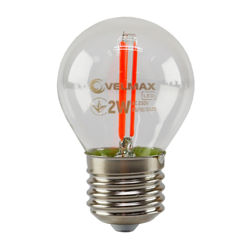 LED лампа Velmax V-FILAMENT-G45 2W E27 красная 21-41-32