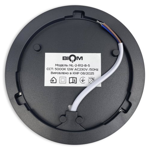 LED світильник накладний Biom 12W 5000К IP40 круглий чорний NL-2-R12-B-5 25795