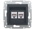 Розетка комп. подвійна RJ45 кат.6 UTP Schneider Asfora Антрацит EPH4800171 Розетка комп. подвійна RJ45 кат.6 UTP Schneider Asfora Антрацит EPH4800171