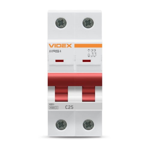 Автоматичний вимикач Videx RESIST RS4 2п 25А З 4,5кА VF-RS4-AV2C25