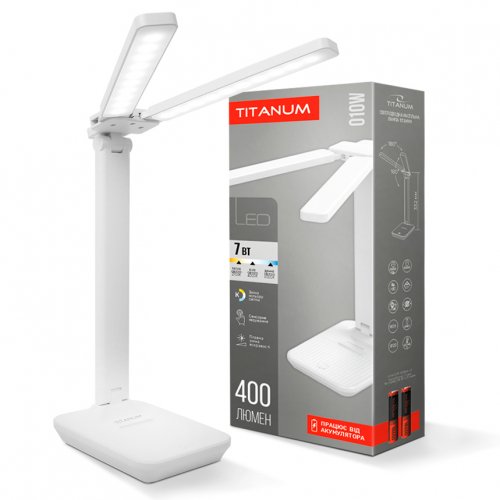 Настільна LED лампа акумуляторна TITANUM 7W 2700-6000К біла TLTF-010W