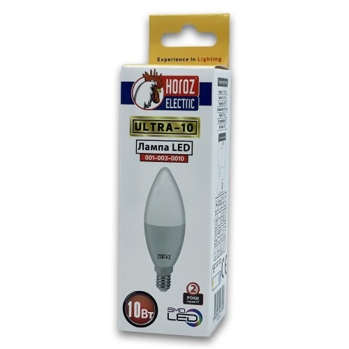 Світлодіодна LED лампа Horoz свічка ULTRA-10 10W E14 3000K 001-003-0010-020