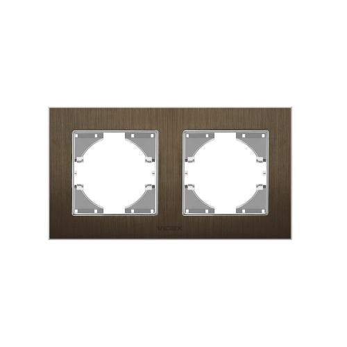 Рамка шоколадний алюміній 2 пости горизонтальна Videx Binera VF-BNFRA2H-CH