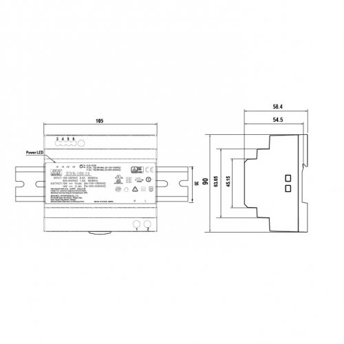 Блок питания Mean Well на DIN-рейку 150W 6.25A 24V IP20 HDR-150-24