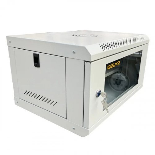 Шафа серверна настінна Gear 19 6U з полицею 530x400x300 сірий GWMSN-6U-530-400G