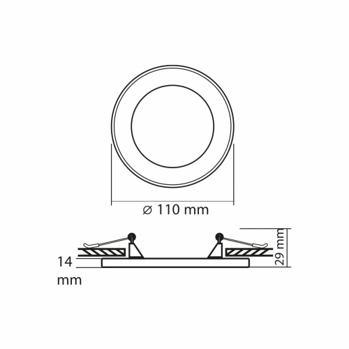 LED cветильник Videx встроенный DL4R 6W+3W 5000K+2700K с декоративной подсветкой VL-DL4R-0652