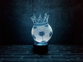 3D світильник "Футбольний м'яч з короною" з пультом+адаптер+батарейки (3ААА) 10-003