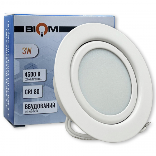 LED светильник Biom 3W 4500К встраиваемый круг VL-R3W-4-W