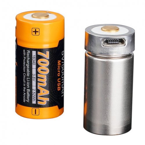 Аккумулятор Fenix 16340 800mA Li-ion micro usb зарядка ARB-L16-700UP